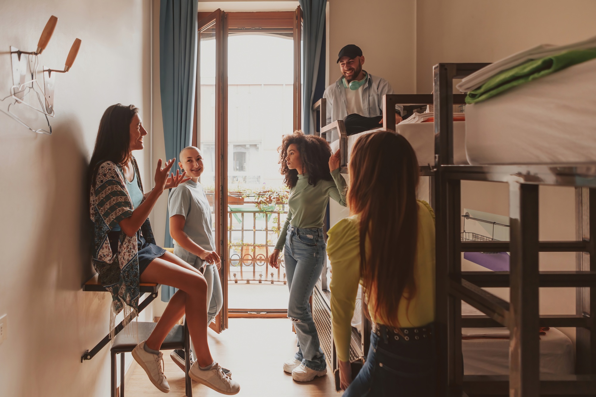 young people in college room